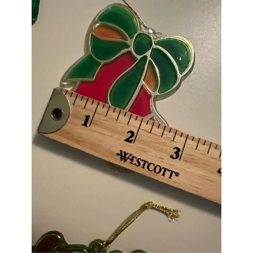 VINTAGE LARGER STAINED GLASS LOOK WINDOW ORNAMENT SUNCATCHERS CHRISTMAS MCM